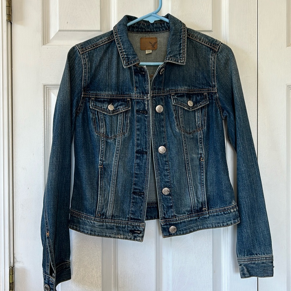 American Eagle Outfitters Dark Blue Denim Jean Jacket